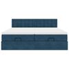 vidaXL Османска легло с матраци и LED, тъмносиньо, 160x200 см, кадифе