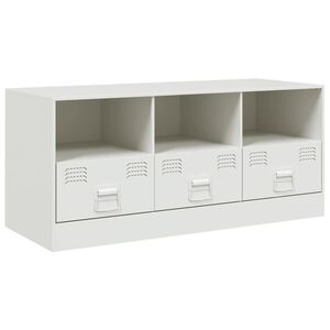 vidaXL ТВ шкаф, бял, 99x39x44 см, стомана