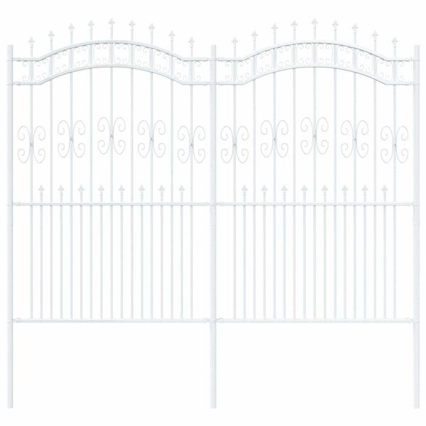 vidaXL Градска ограда Бяло 215 cm Прахово покритие стомана