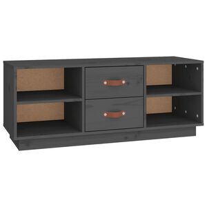 vidaXL ТВ шкаф, сив, 100x34x40 см, бор масив