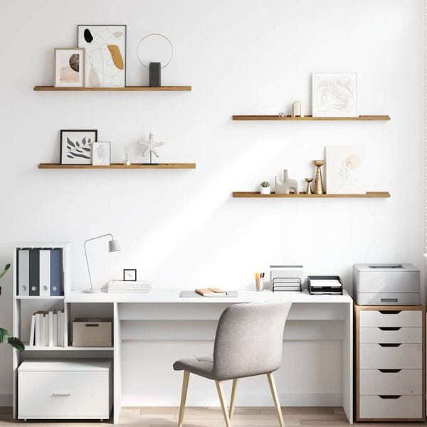 vidaXL Стенен рафт с рафт 4 pcs Кафяво 100 x 9 x 3 cm Инженерно дърво