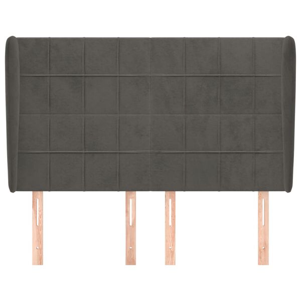 vidaXL Горна табла за легло с уши, тъмносива,147x 23x118/128 см кадифе