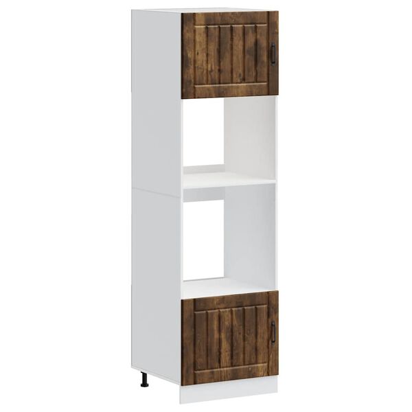 vidaXL Шкафове за фурна, 2 бр. "Lucca", опушен дъб, инженерна дървесина