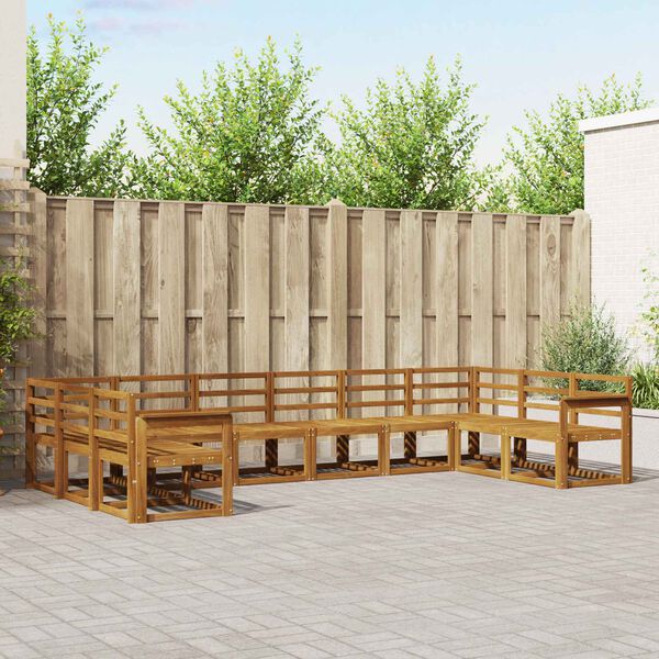 vidaXL Комплект дивани за открито 10 pcs Естествен