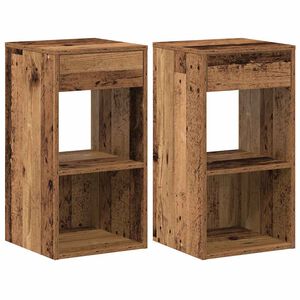 vidaXL Нощни шкафчета с чекмеджета, 2 бр, старо дърво, 35x34x66,5 см
