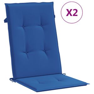 vidaXL Възглавници за столове 2 бр кралско сини 120x50x3 см плат