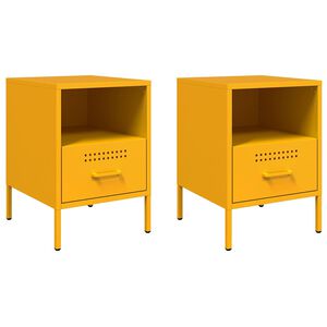 vidaXL Нощни шкафчета 2 бр горчица жълто 36x39x50,5 см стомана