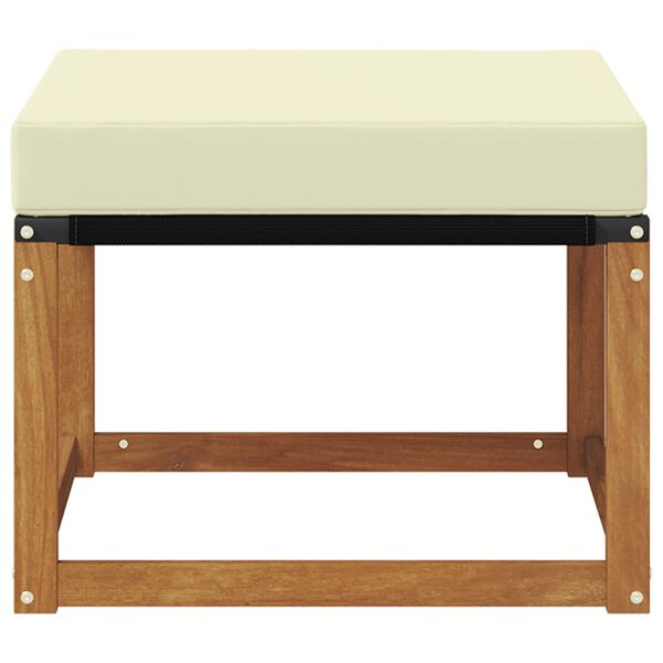 vidaXL Външна табуретка Масивна акациева дървесина и текстилен плат