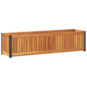 vidaXL Градинска кашпа 110x30x27,5 см масивна акация и стомана