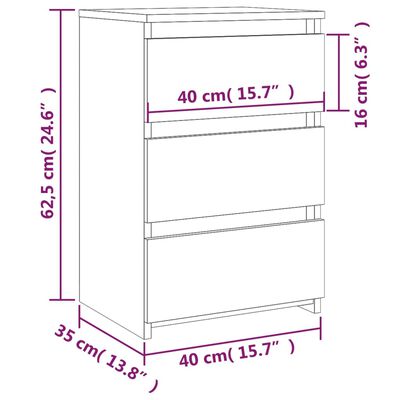 vidaXL Нощни шкафчета 2 бр сив сонома 40x35x62,5 см инженерно дърво