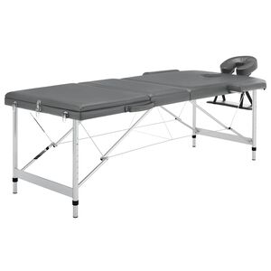 vidaXL Масажна кушетка с 3 зони, алуминиева рамка, антрацит, 186х68 см
