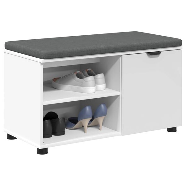 vidaXL Пейка за коридор Бял 80 x 38 x 46 см Композитно дърво и текстил