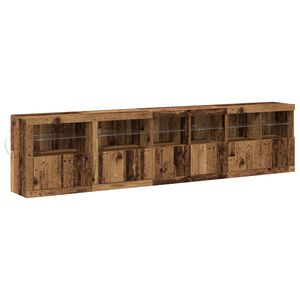 vidaXL LED конзолна маса Старо дърво 283 x 37 x 67 см Инженерно дърво