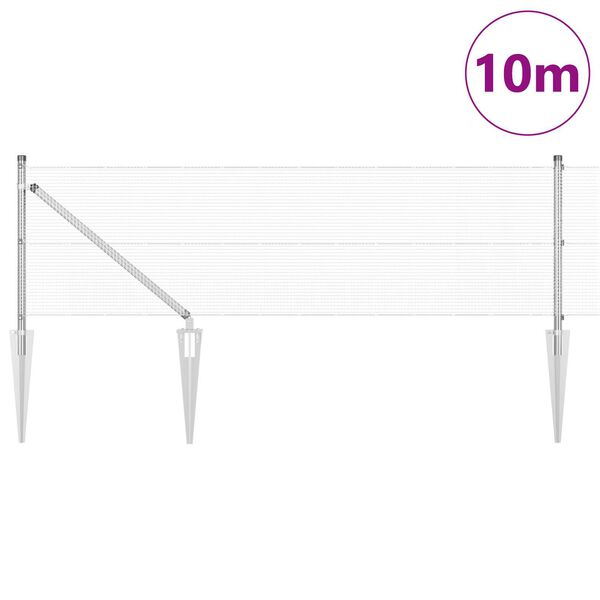 vidaXL Стълб за ограда. Сребрист 10 x 0,4 м (12 x 12 мм мрежа) Стомана