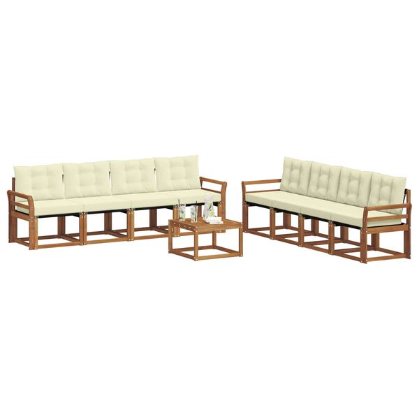 vidaXL Комплект дивани за открито 9 pcs Натурален и Крема