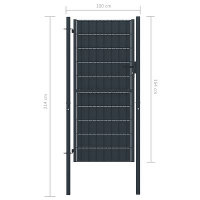 vidaXL Порта за ограда, PVC и стомана, 100x164 см, антрацит
