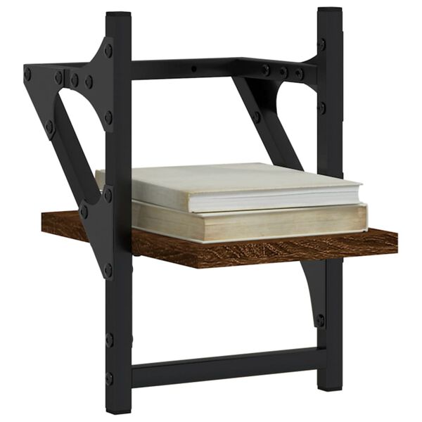 vidaXL Стенни рафтове с пръти 2 бр кафяв дъб 20x25x30 см