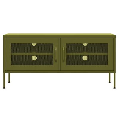 vidaXL ТВ шкаф, маслиненозелен, 105x35x50 см, стомана