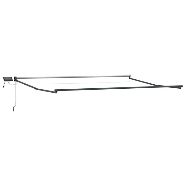 vidaXL Ръчен изтеглящ сенник с LED светлини Бял 4 x 2 m