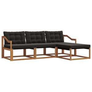 vidaXL Комплект дивани за открито 4 pcs Естествено и черно