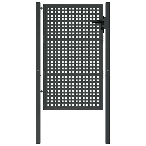 vidaXL Градинска порта, антрацит, 100x150 см, стомана