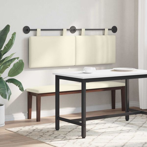 vidaXL Висяща табла Едноцветен Крем 150 x 55 x 5 см Кордюрова тъкан