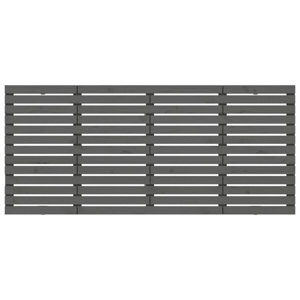 vidaXL Стенна табла за спалня, сива, 156x3x91,5 см, борово дърво масив