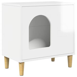 vidaXL Къща за котки Гланц бяло 51 x 30 x 52 см Инженерна дървесина