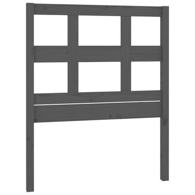 vidaXL Горна табла за легло, сива, 80,5x4x100 см, бор масив