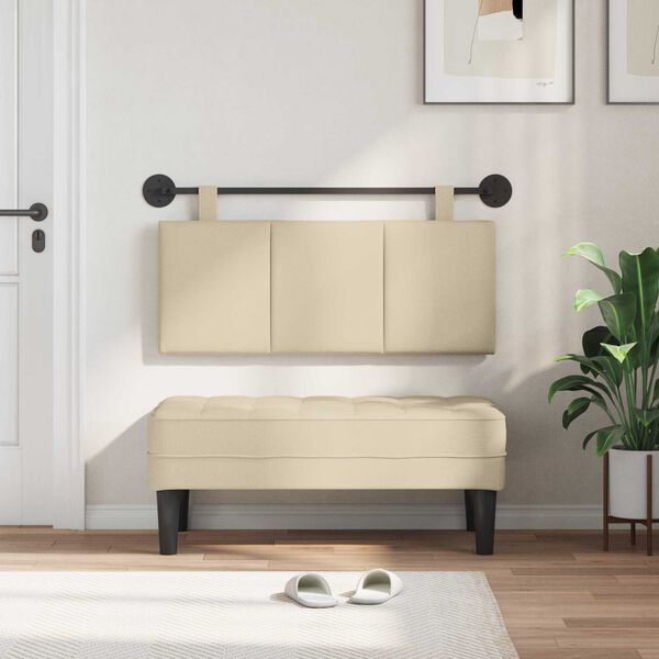 vidaXL Висяща табла Монтиране на стена Крем 110 x 55 x 5 см текстил