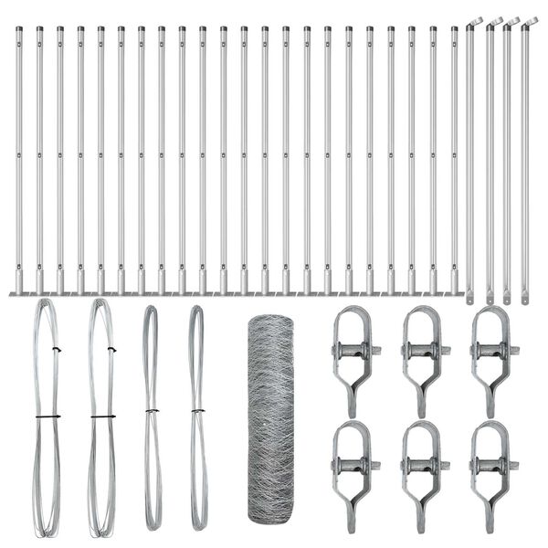 vidaXL Стълб за ограда. Сребрист 50 x 1 м (36 мм мрежа) Стомана