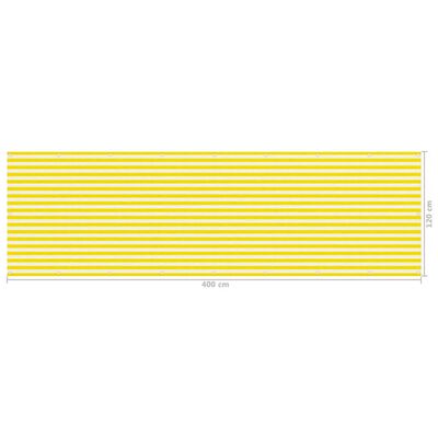 vidaXL Балконски параван, жълто и бяло, 120x400 см, HDPE