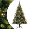 vidaXL Изкуствен сгъваем коледен дърво с 300 LED светлини Зелен 180 cm