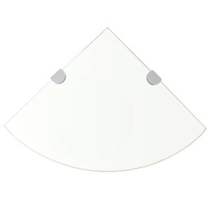 vidaXL Ъглови рафтове, 2 бр, прозрачно стъкло с държачи хром, 35x35 см