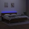 vidaXL Боксспринг легло с матрак и LED, тъмнокафява, 200x200 см, плат