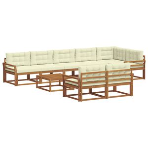 vidaXL Комплект дивани за открито 9 pcs Натурален и Крема