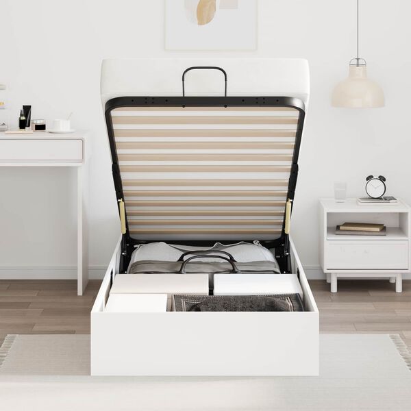 vidaXL Отоманско легло със съхранение Бяло 193 x 120 x 25 см ПДЧ