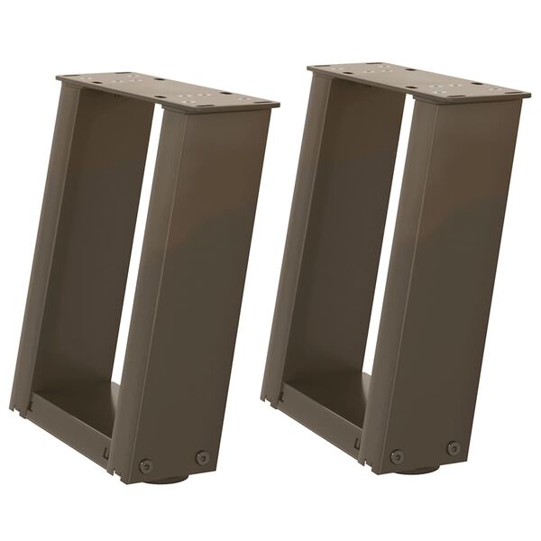 vidaXL Крака за масичка за кафе, U-образни, 2 бр., естествена стомана, 30 x (30-31) см, стомана