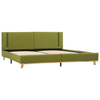 vidaXL Рамка за легло с LED, зелена, текстил, 180x200 см
