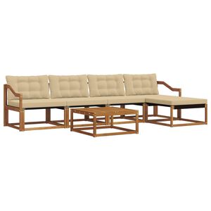 vidaXL Комплект дивани за открито 6 pcs Натурален и Бежов