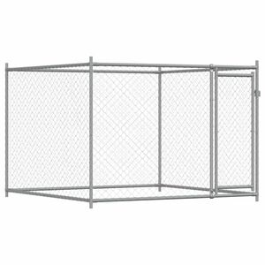 vidaXL Кучешка клетка с врата сива 2x2x1,5 м поцинкована стомана