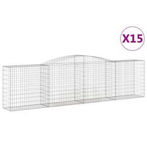 vidaXL Габионни кошници арка 15 бр 400x50x100/120см поцинковано желязо