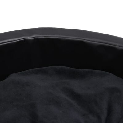 vidaXL Кучешко легло, черно, 79x70x19 см, плюш и изкуствена кожа