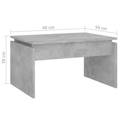 vidaXL Маса за кафе, бетонно сива, 68x50x38 см, ПДЧ