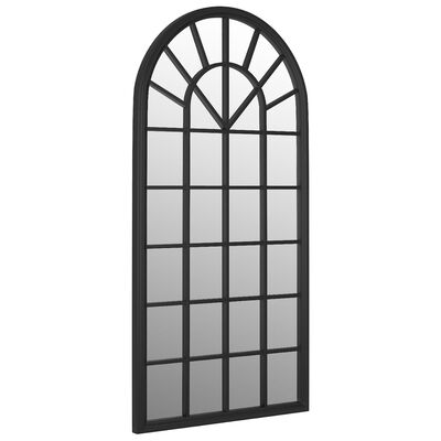 vidaXL Градинско огледало черно 90x45 см желязо за външна употреба