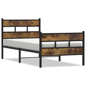 vidaXL Метална рамка за легло, без матрак, опушен дъб, 75x190 см