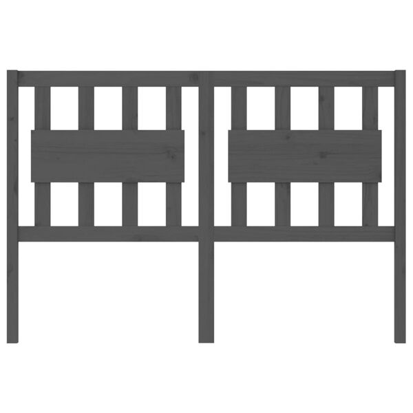 vidaXL Горна табла за легло, сива, 125,5x4x100 см, бор масив