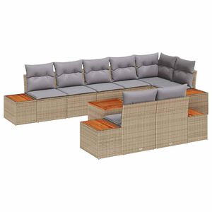 vidaXL Градински Софа Комплект 8 pcs Бежов и Светло Сив Полиротанг