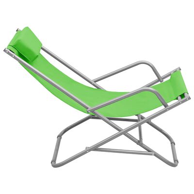 vidaXL Люлеещи се столове, 2 бр, стомана, зелени