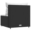 vidaXL Градински среден диван с възглавници, черен, полиратан
